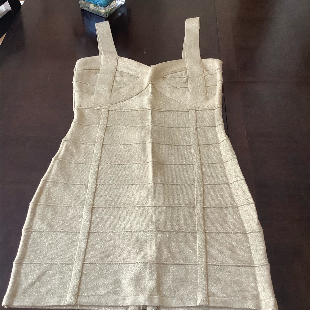 Gold bodycon mini dress